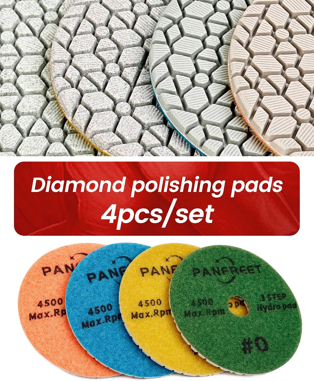 Almohadillas pulido diamante 4/100mm para granito y hormigón