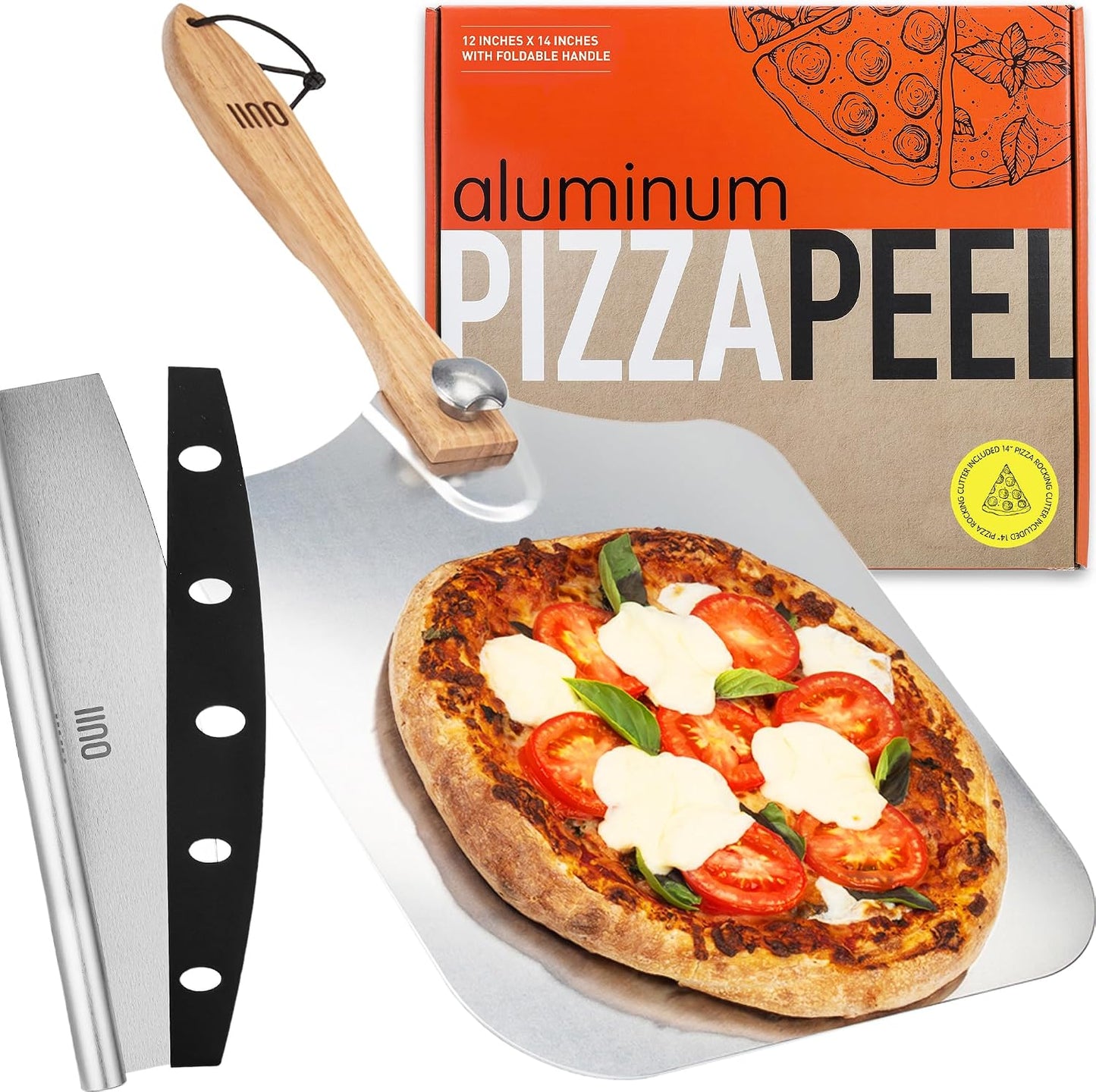 Pala pizza giratoria metal 12x14pulg con cortador