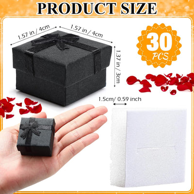 Caja regalo anillos negros 30 pzas 1.57" lazo cinta