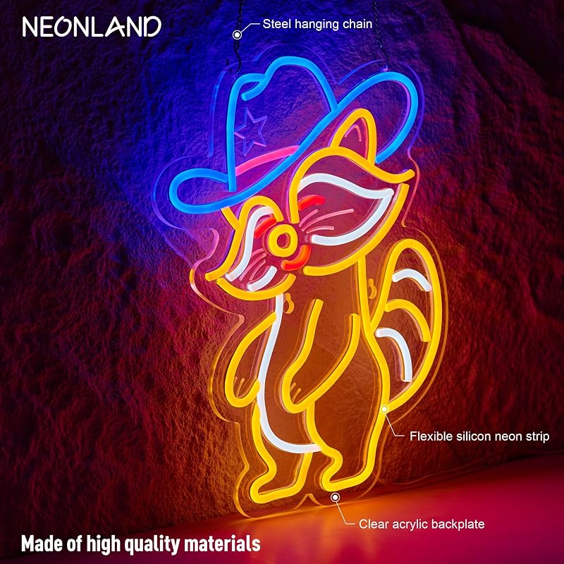 Señal neón mapache LED regulable USB para bar tienda