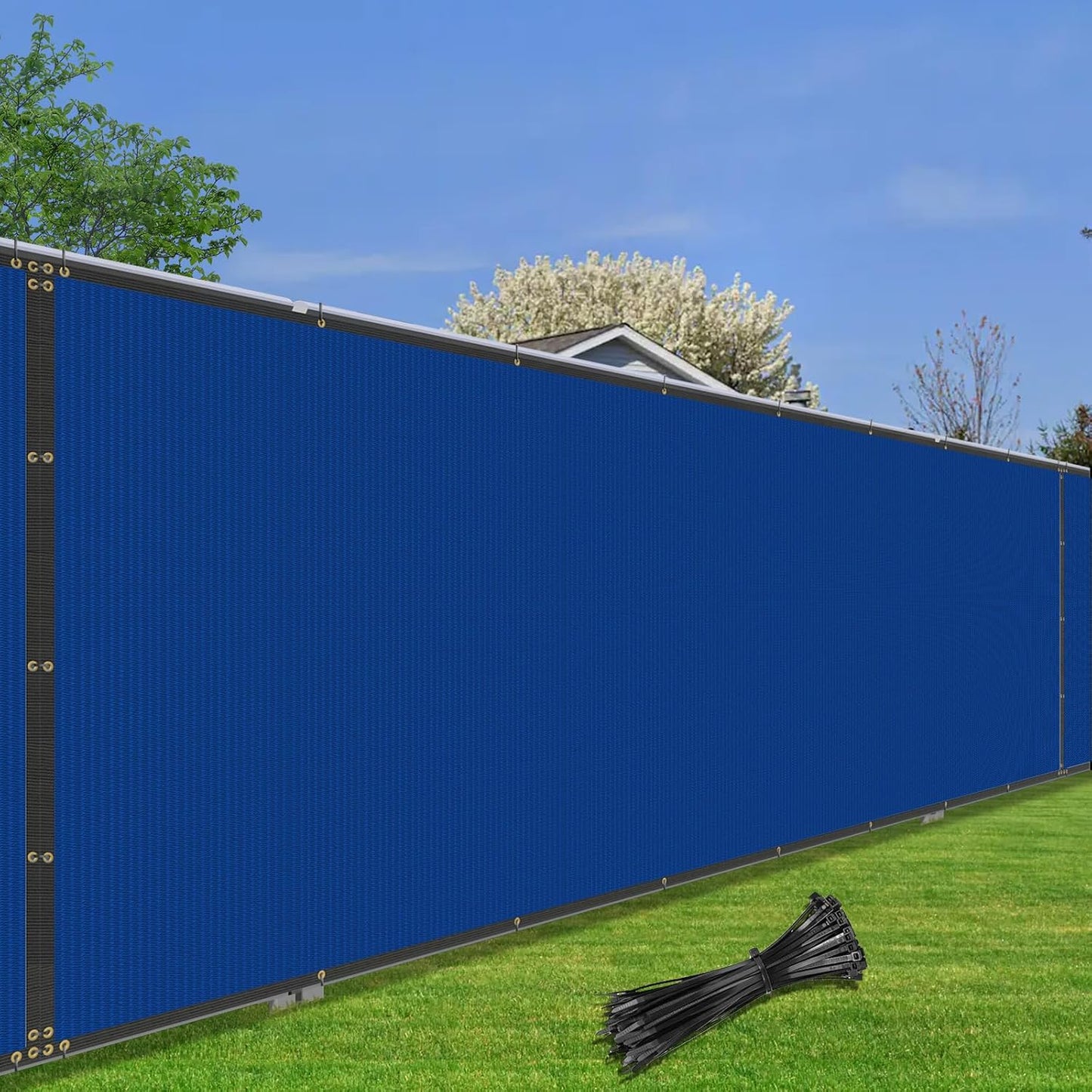 Pantalla privacidad valla 5x12ft malla cortavientos azul