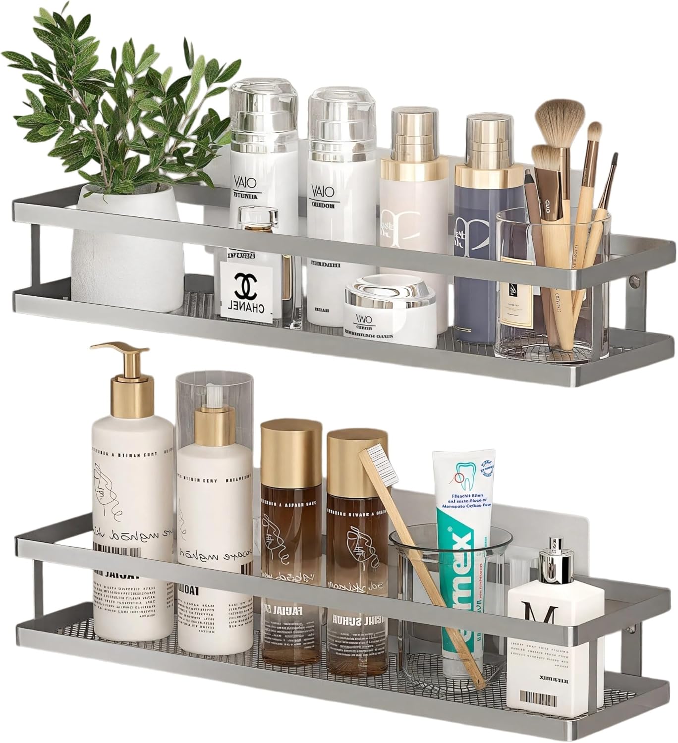 Cesta metal para colgar pared 2 pack gris plateado