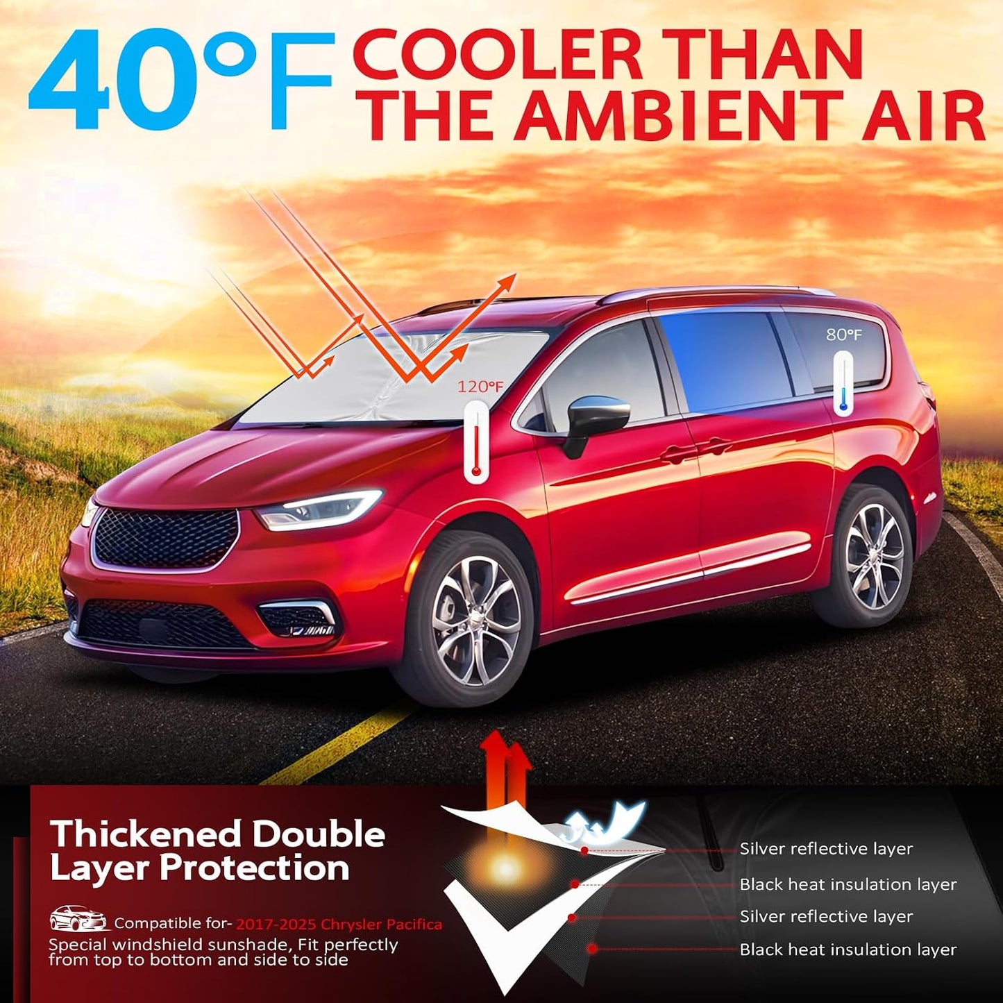 Parasol plegable para Minivan Chrysler Pacifica 17-26