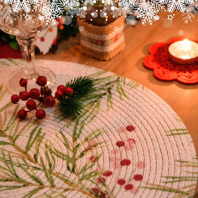 6 Manteles Redondos Antiderrap 15pulg para Navidad