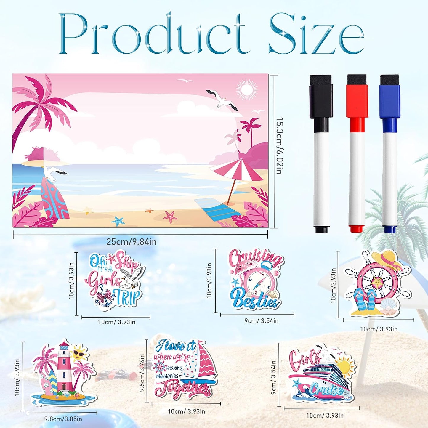 7 Pzas Imanes Puerta Crucero Diseños Náuticos Rosa Azul
