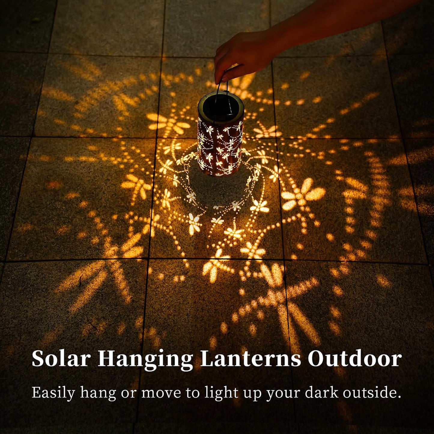 Farol solar colgante libélula para jardín y patio