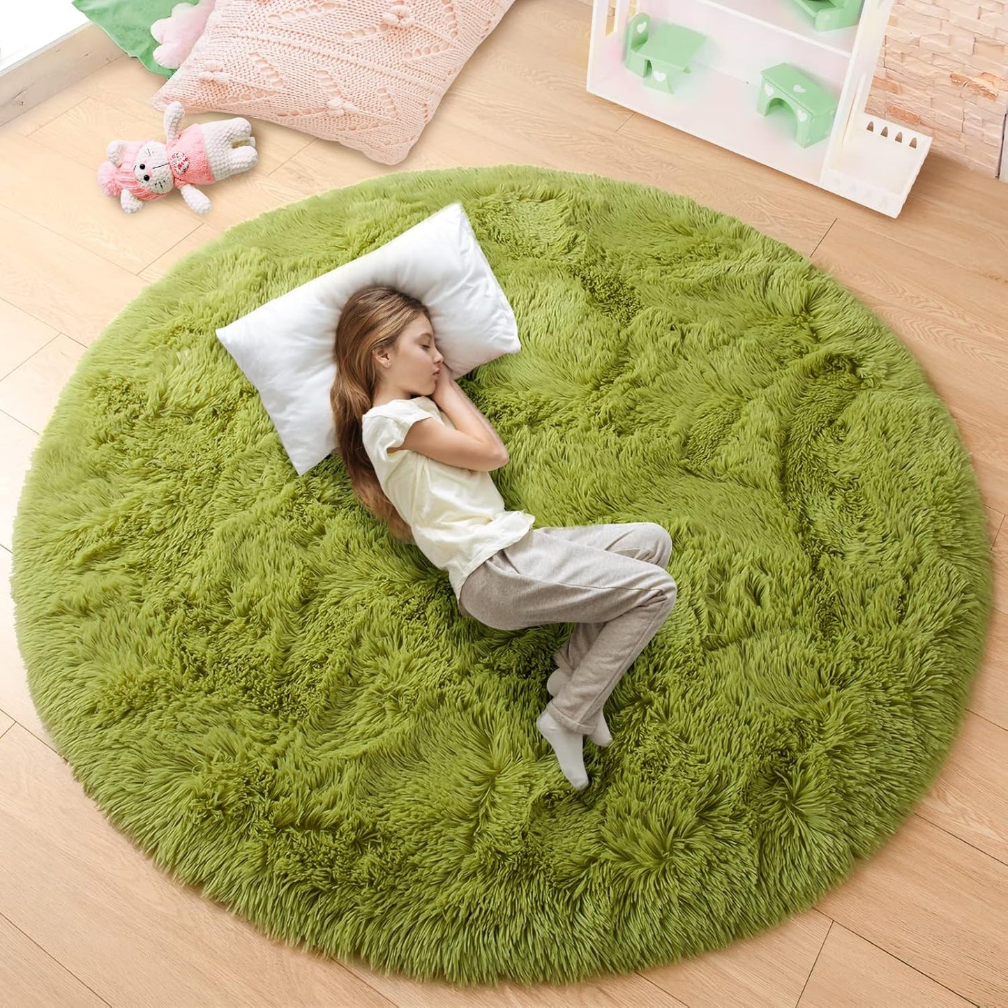 Alfombra redonda felpa niños habitación castillo