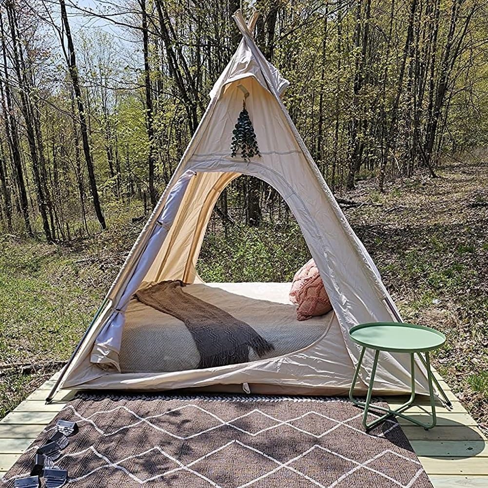 Tienda camping lona algodón 3 estaciones 2-3 personas