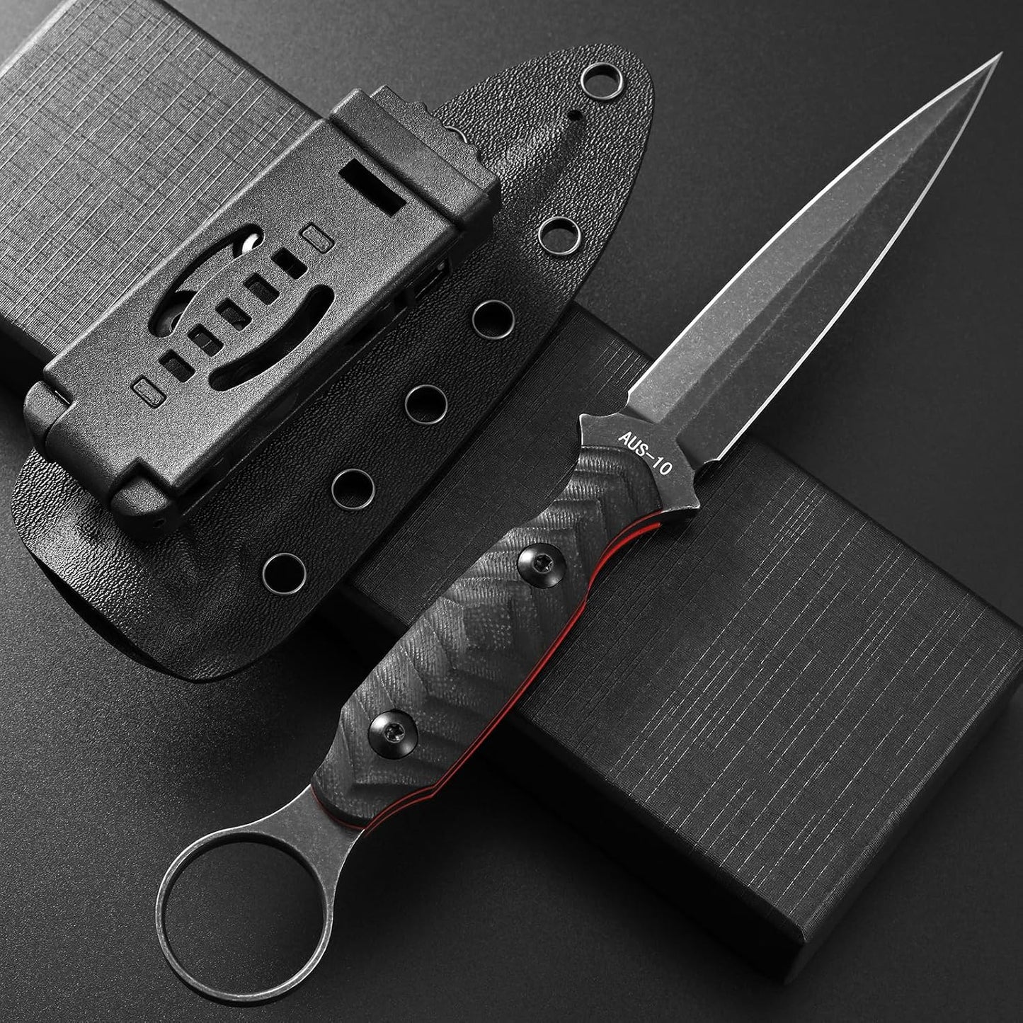 Cuchillo EDC acero AUS-10 mango G10 negro