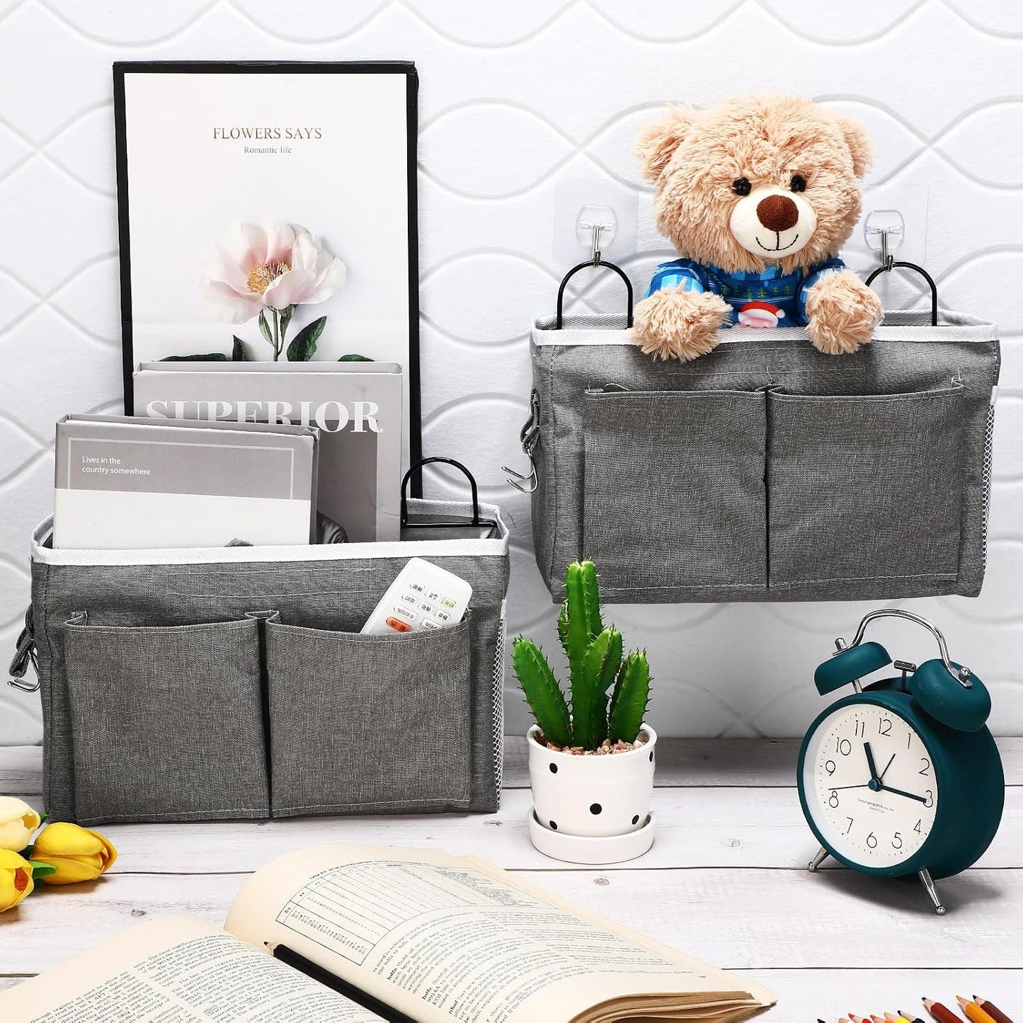 6 Bolsas Colgantes Almacenamiento Pared Lino Algodón