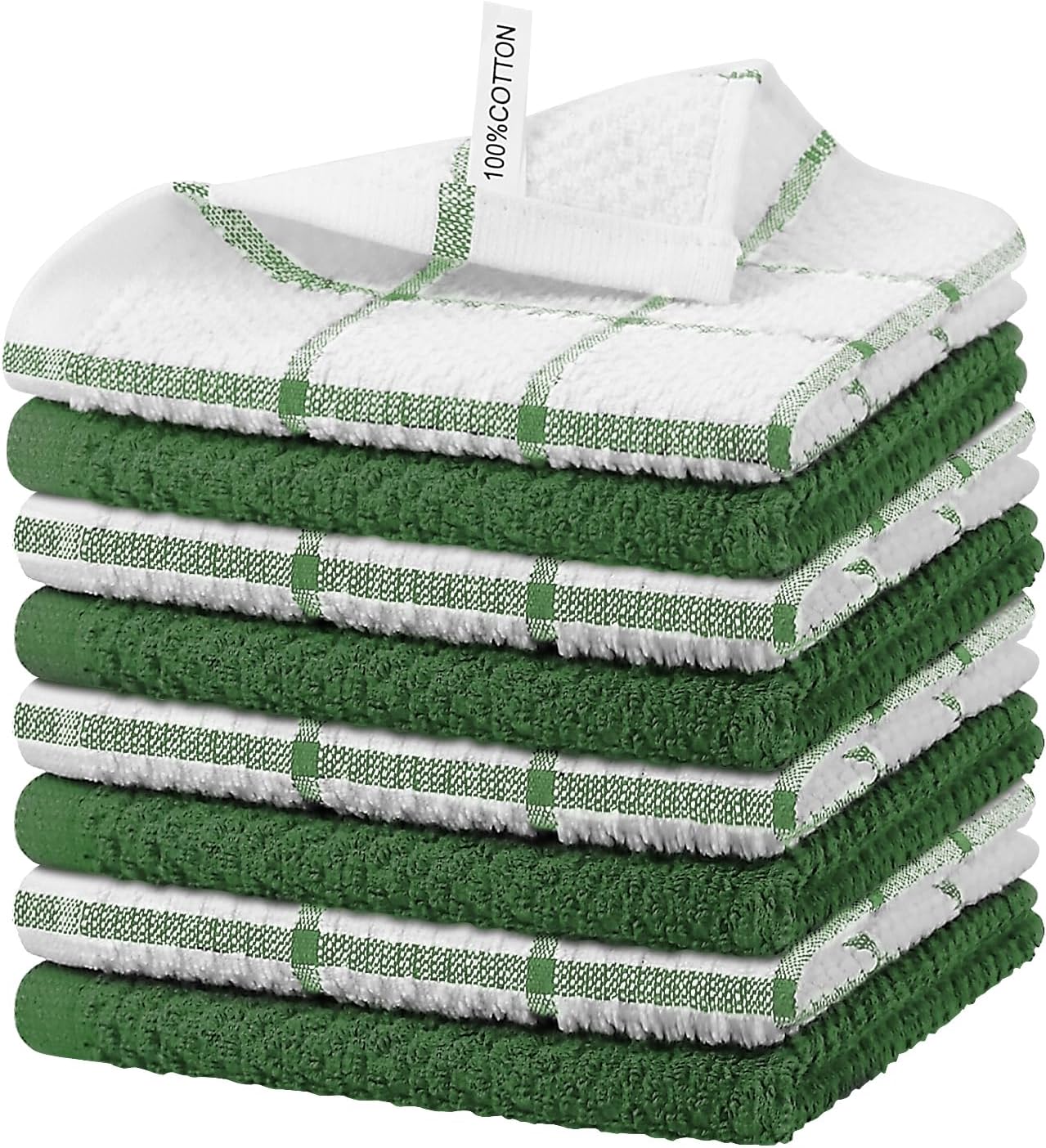 8 Pzas Paños Cocina Algodón Reutilizables 12x12pulg Verde