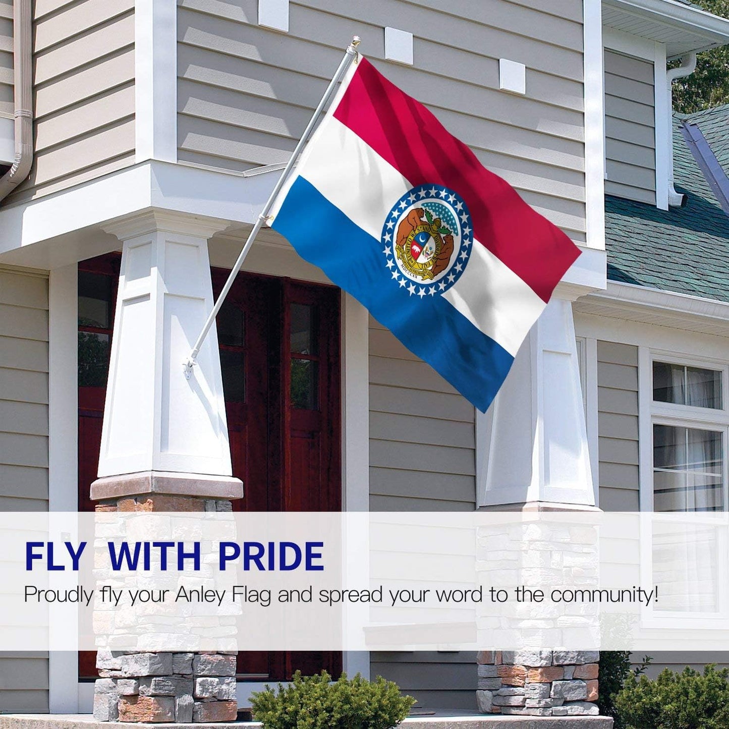 Bandera Missouri 3x5ft poliéster color vivo doble costura