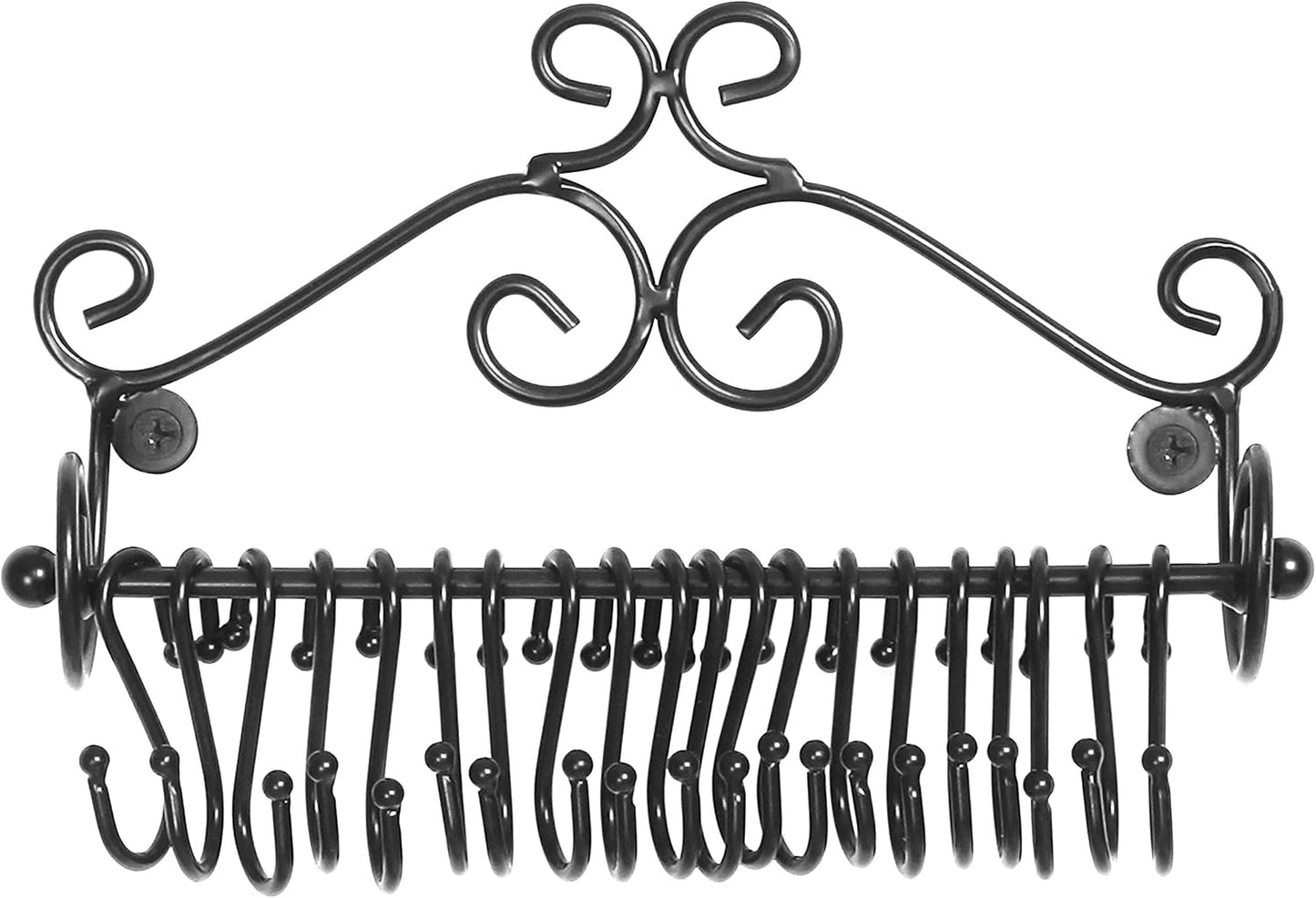 Estante pared espirales metal negro 20 collares para cosméticos