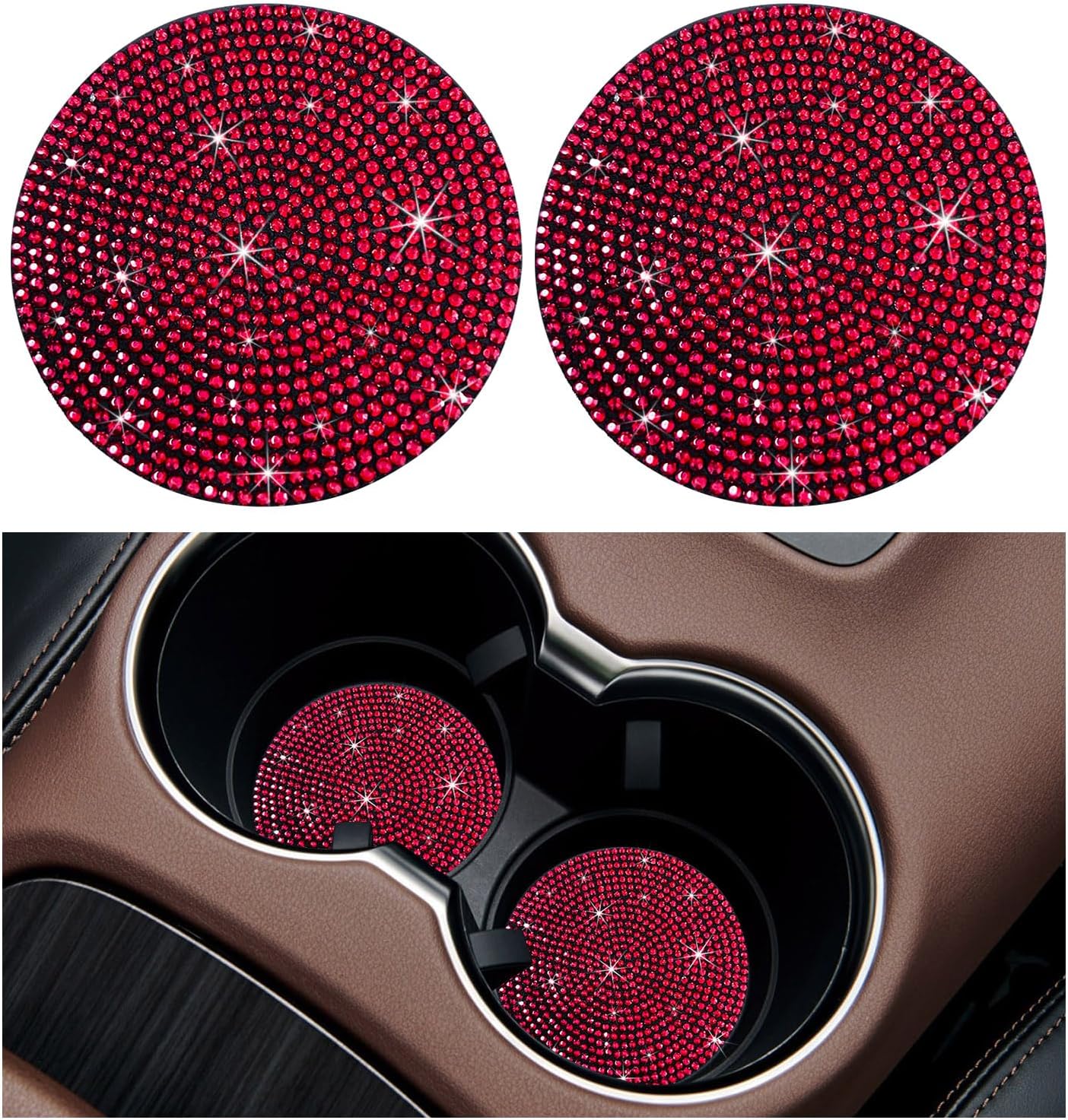 2 Tapetes Auto con Cristales Strass Antideslizantes