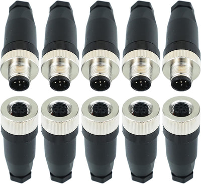 Conector M12 5 pines macho/hembra IP67 impermeable industrial
