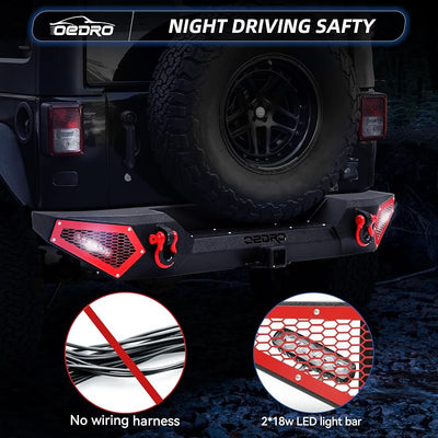 Parachoques trasero Jeep Wrangler JL 2018-25 con enganche 2"