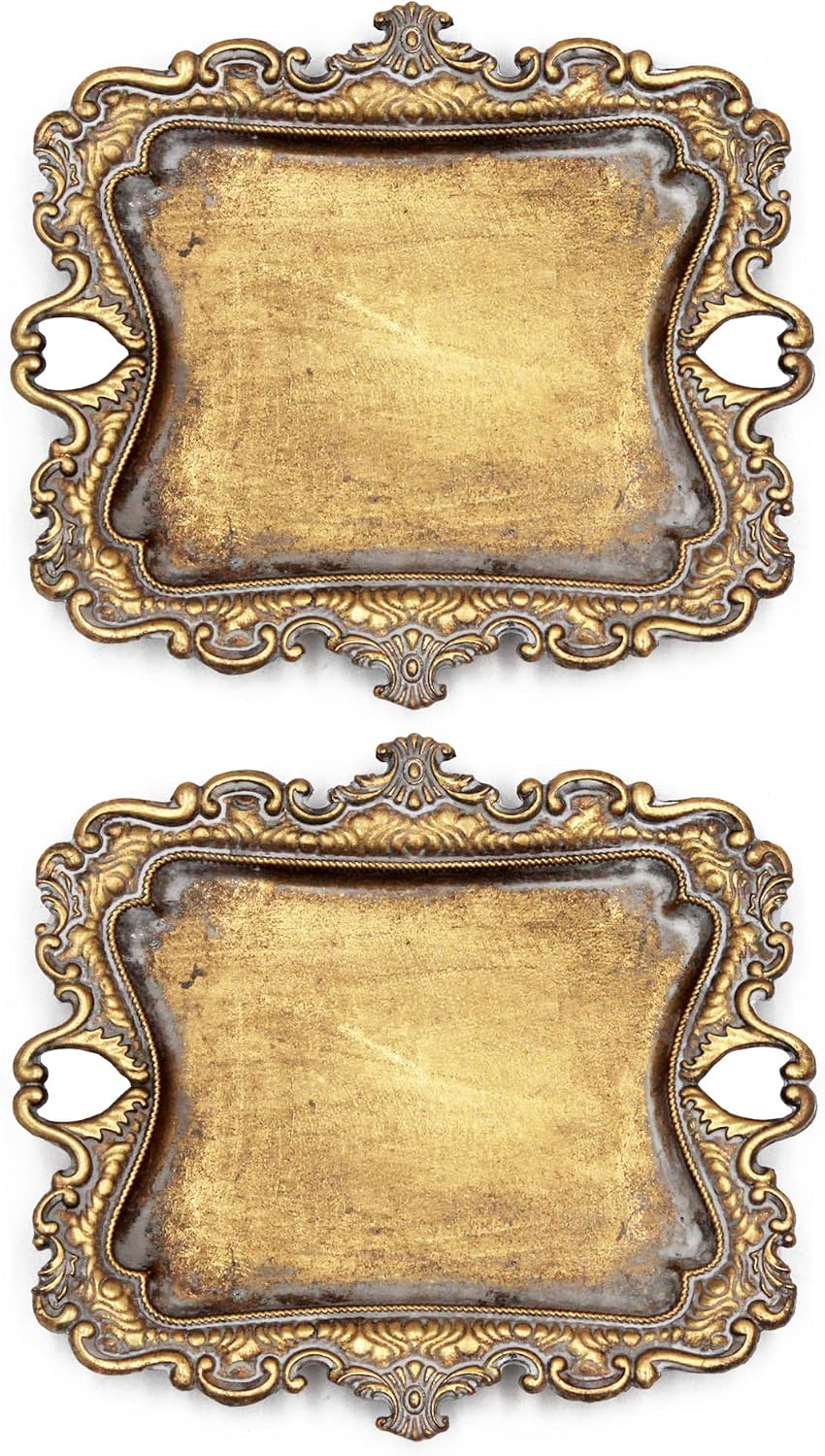 2 Pzas Platos Dorados Vintage 5.3x4.5"