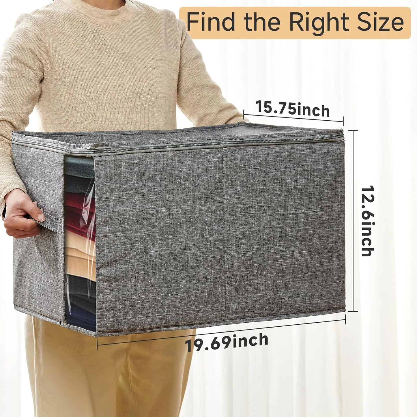 Cubo almacenamiento ropa plegable con tapa y cremallera