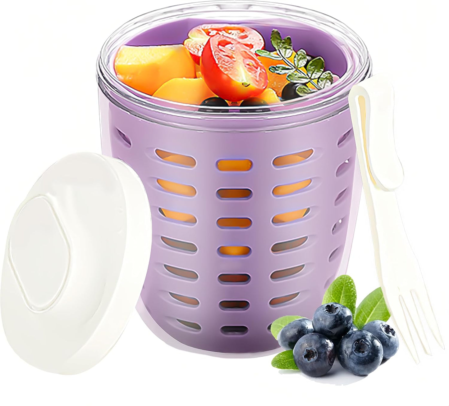 Taza almacenamiento ensalada frutas 20oz con tapa y tenedor