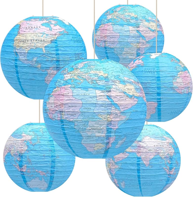 6 Linternas Papel Decoración Viaje Aula Historia