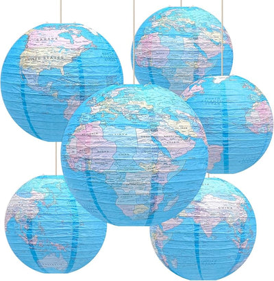 6 Linternas Papel Decoración Viaje Aula Historia