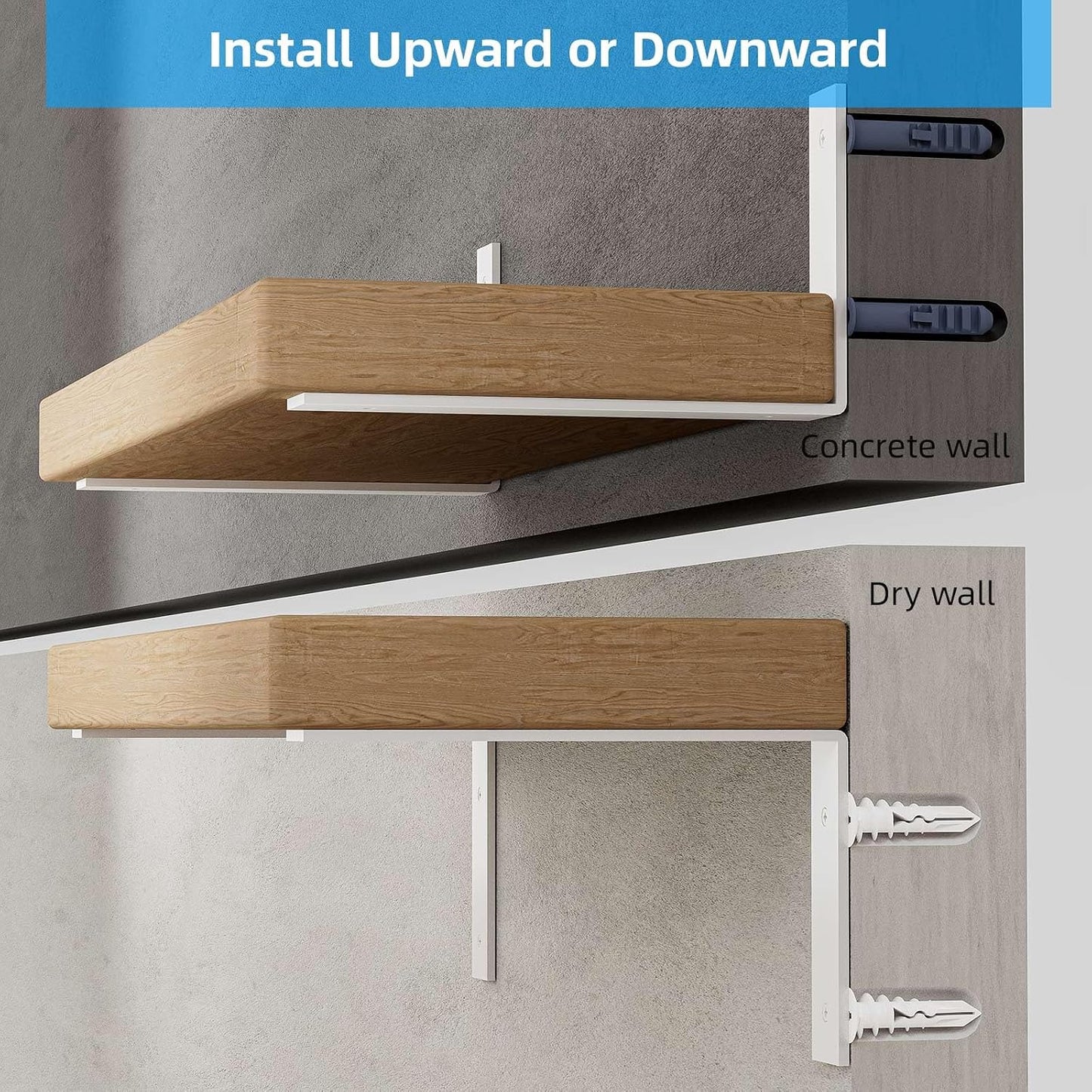 Soporte estante L metal 8pulg pack 6