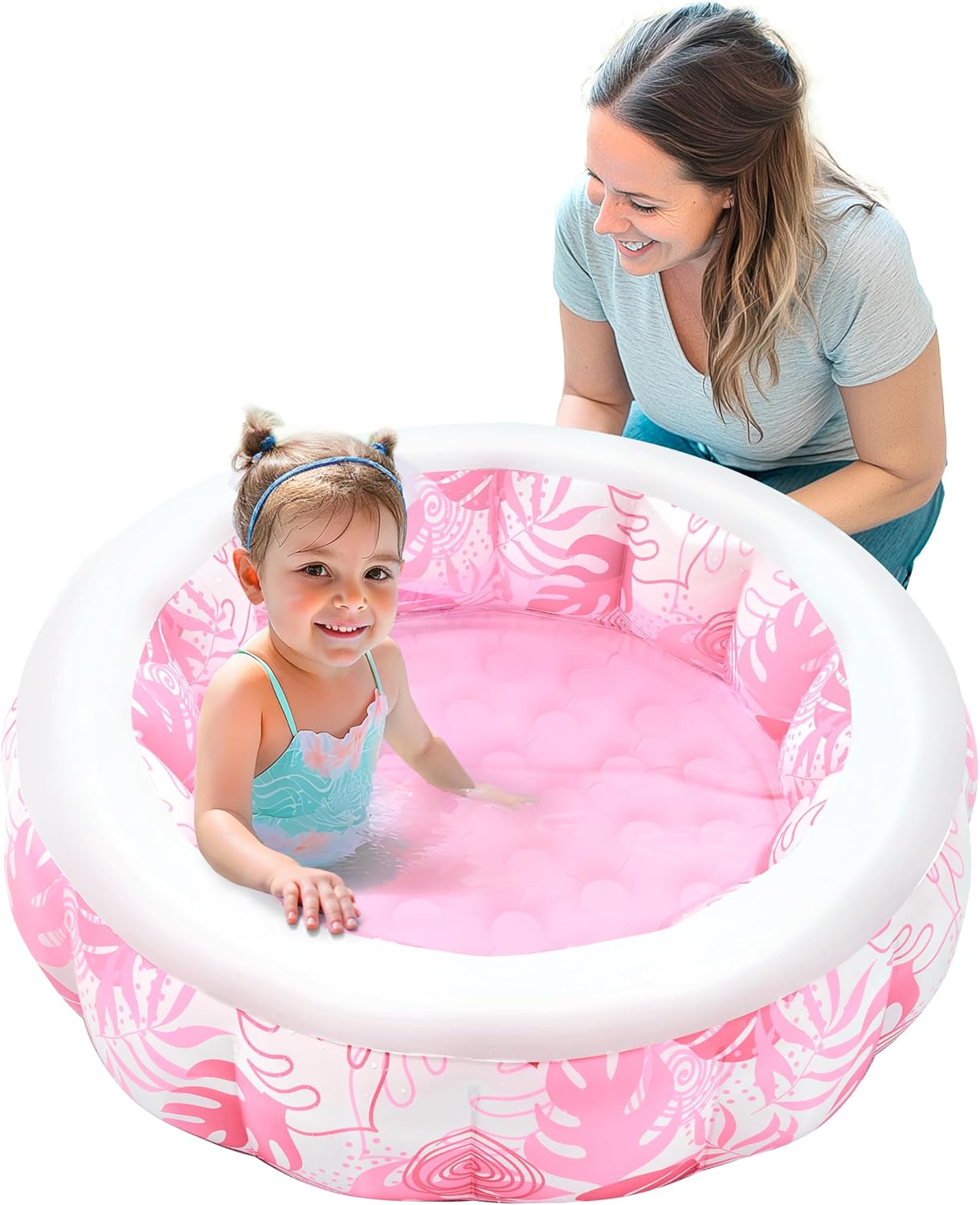 Piscina inflable redonda para niños 36x11" suave rosa