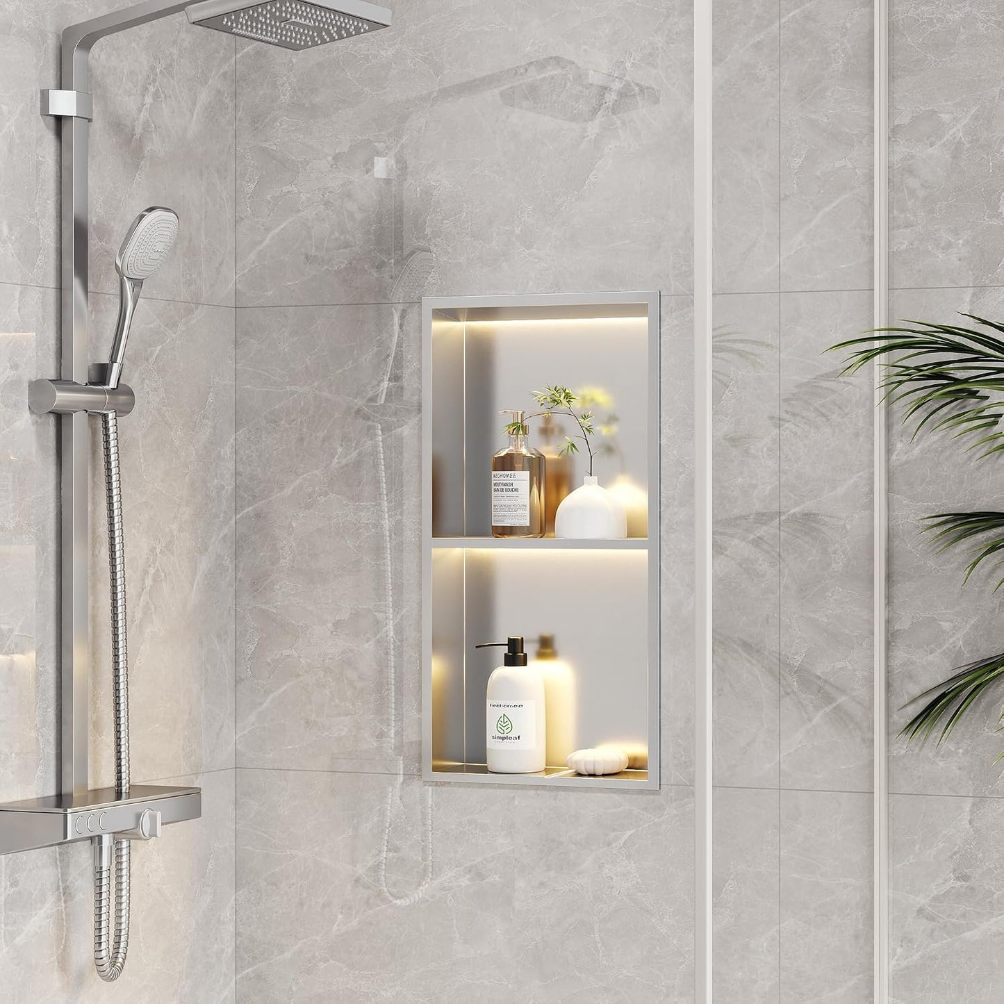 Nicho pared 2 niveles 12x24pulg con luces LED