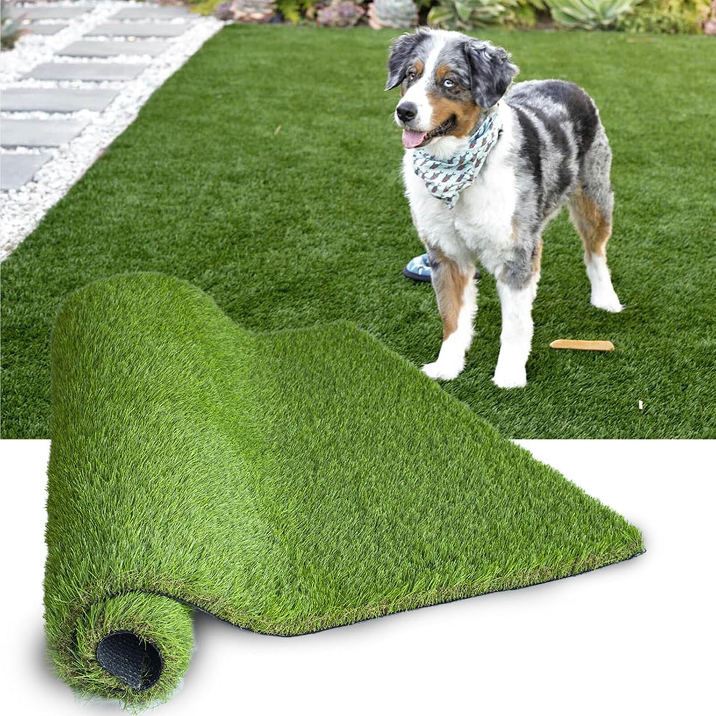 Alfombra césped sintético 4x6ft con drenaje para jardín