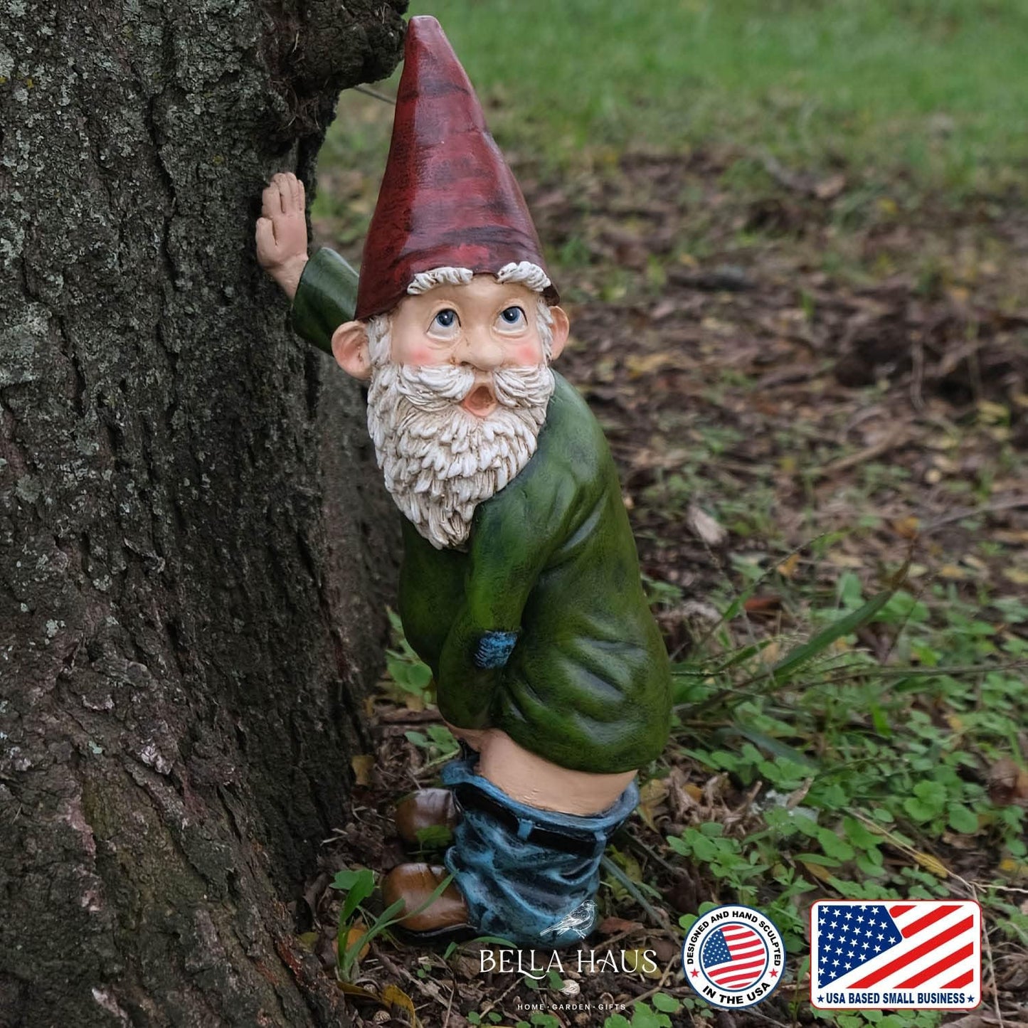Estatua gnomo Willy The Peeing Garden 10.3" rojo
