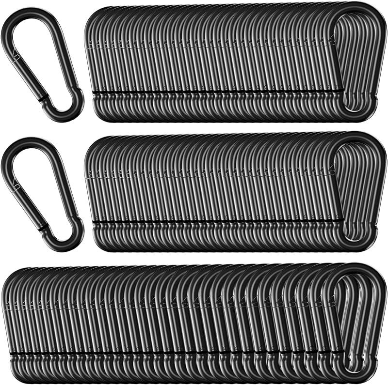 150 Mosquetones M5 Acero Galvanizado Negro 3/16" 2"
