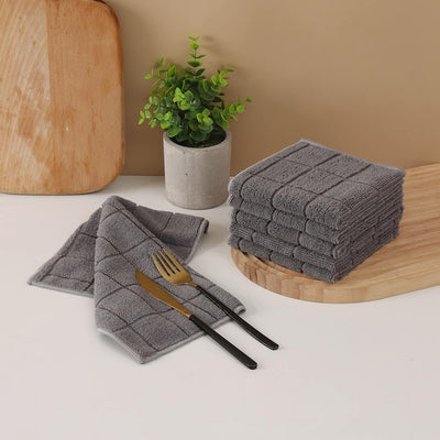 Set 6 trapos microfibra rizo 11x11pulg gris