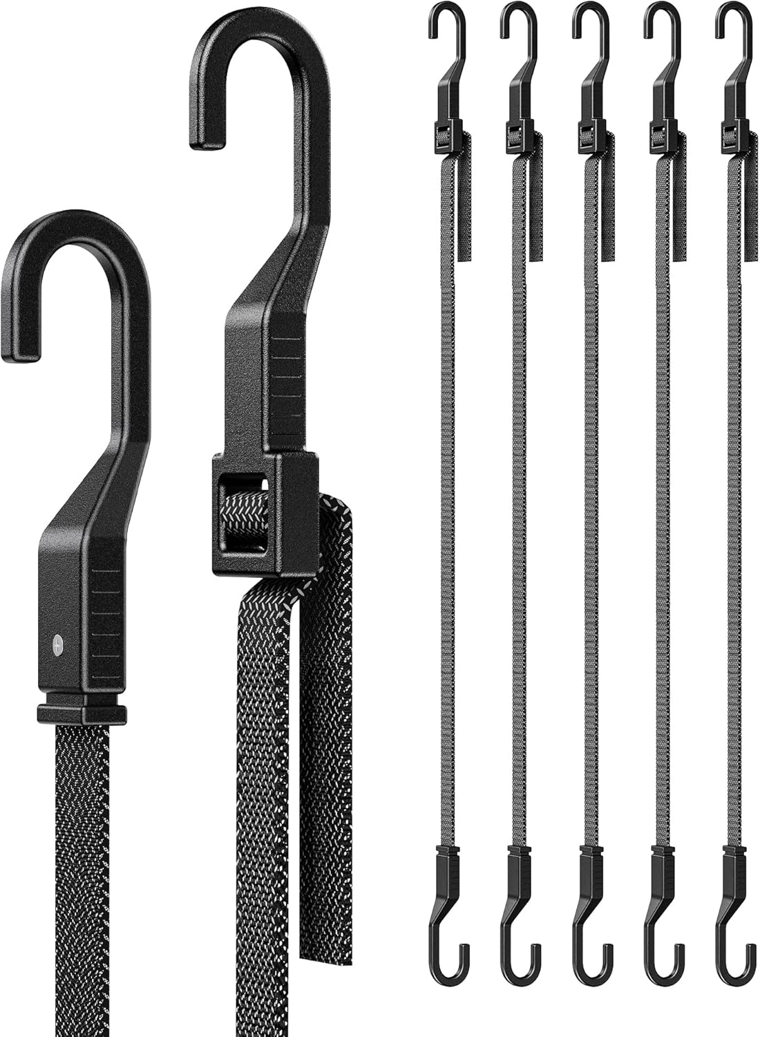6 Correas Planas Ajustables 60" con Ganchos Campamento