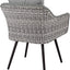 Silla mimbre aluminio para patio con cojines gris