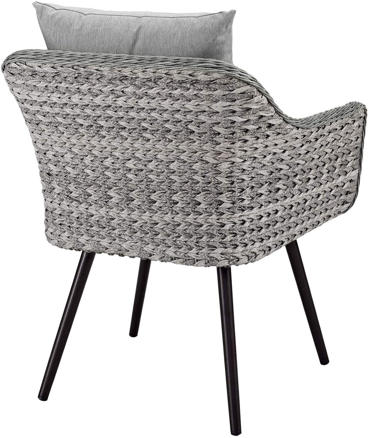 Silla mimbre aluminio para patio con cojines gris