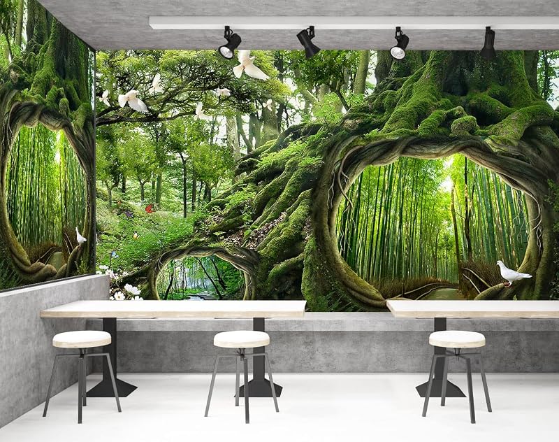 Papel pintado paisaje bosque arroyo 151x105" dormitorio