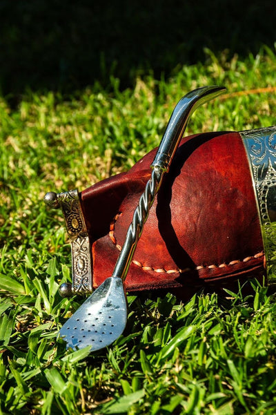 Paja yerba mate alpaca bombilla hecha a mano cincelada plata