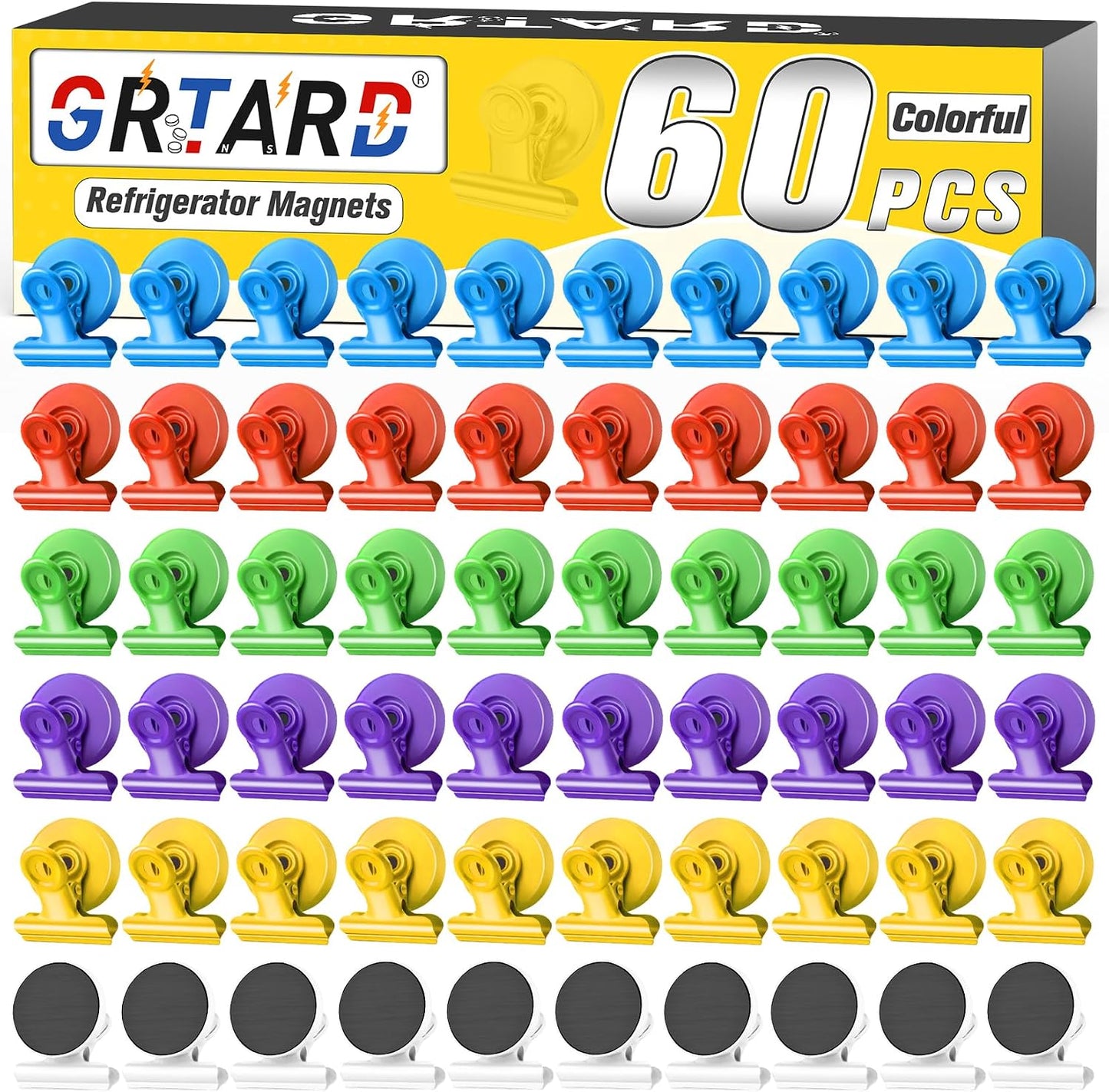 60 Clips Magnéticos Fuertes para Refrigerador y Pizarra Blanca