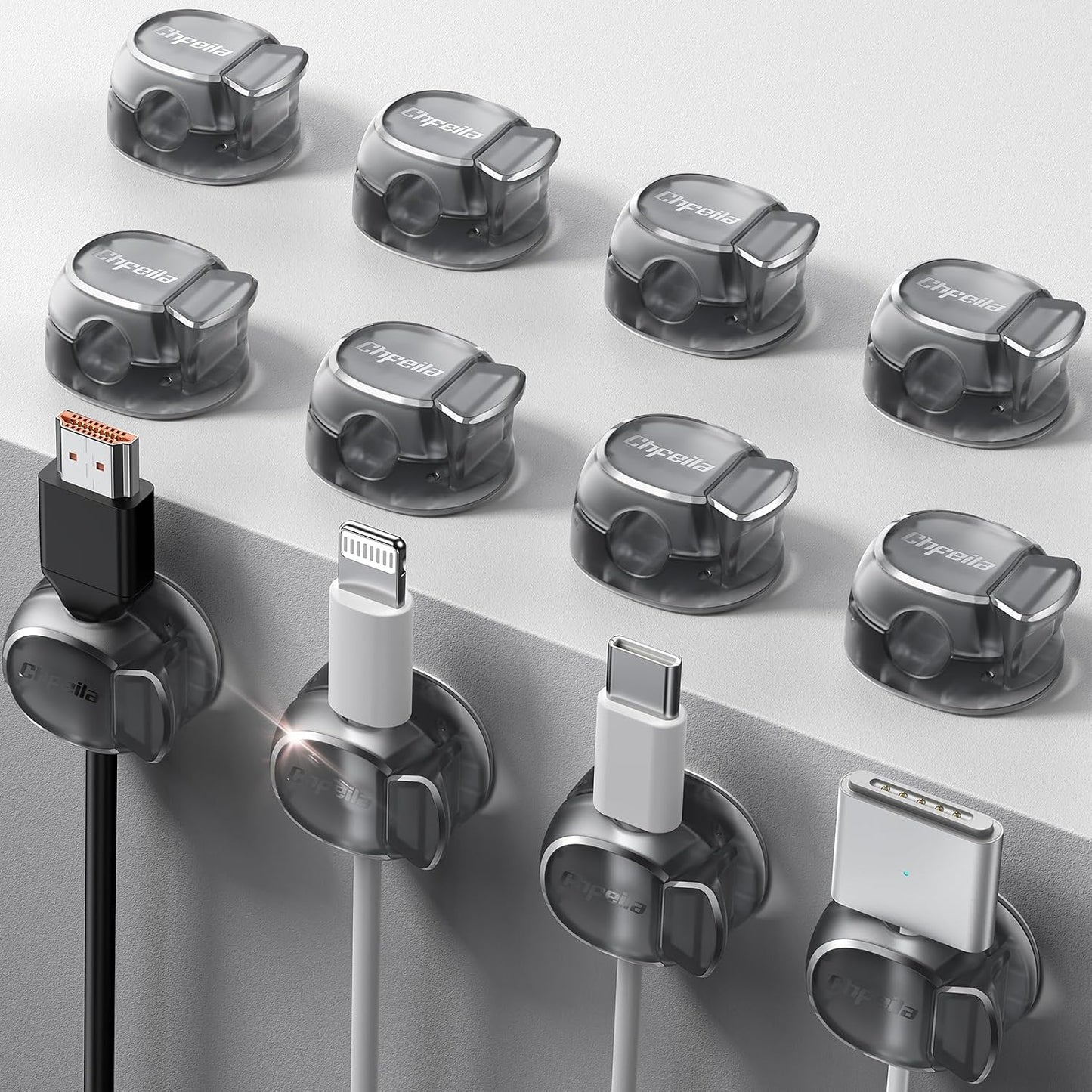 12 Pzas Soporte Cables con Gancho y Adhesivo