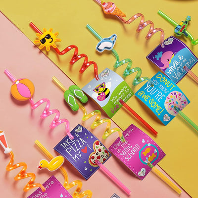 24 Pajitas Locas para Playa, Piscina y Fiesta con Cepillos