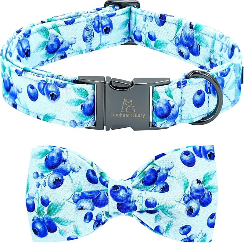 Collar lazo perro grande con estampado arándanos ajustable