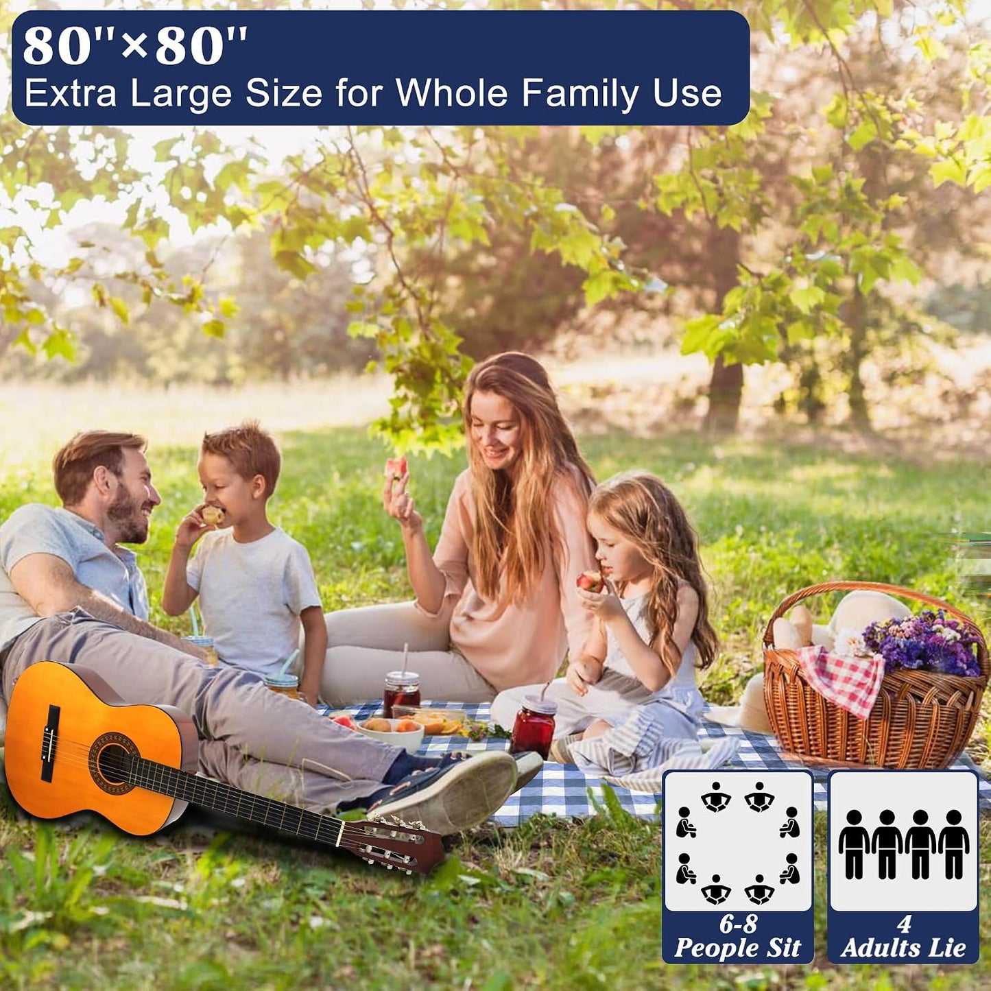 Manta Picnic Gingham 80x80pulg Impermeable para Playa