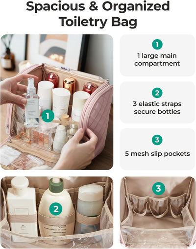 Neceser viaje resistente agua con asa y gancho para colgar