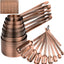 Set 18 Tazas y Cucharas Medidoras de Cobre y Acero Inox