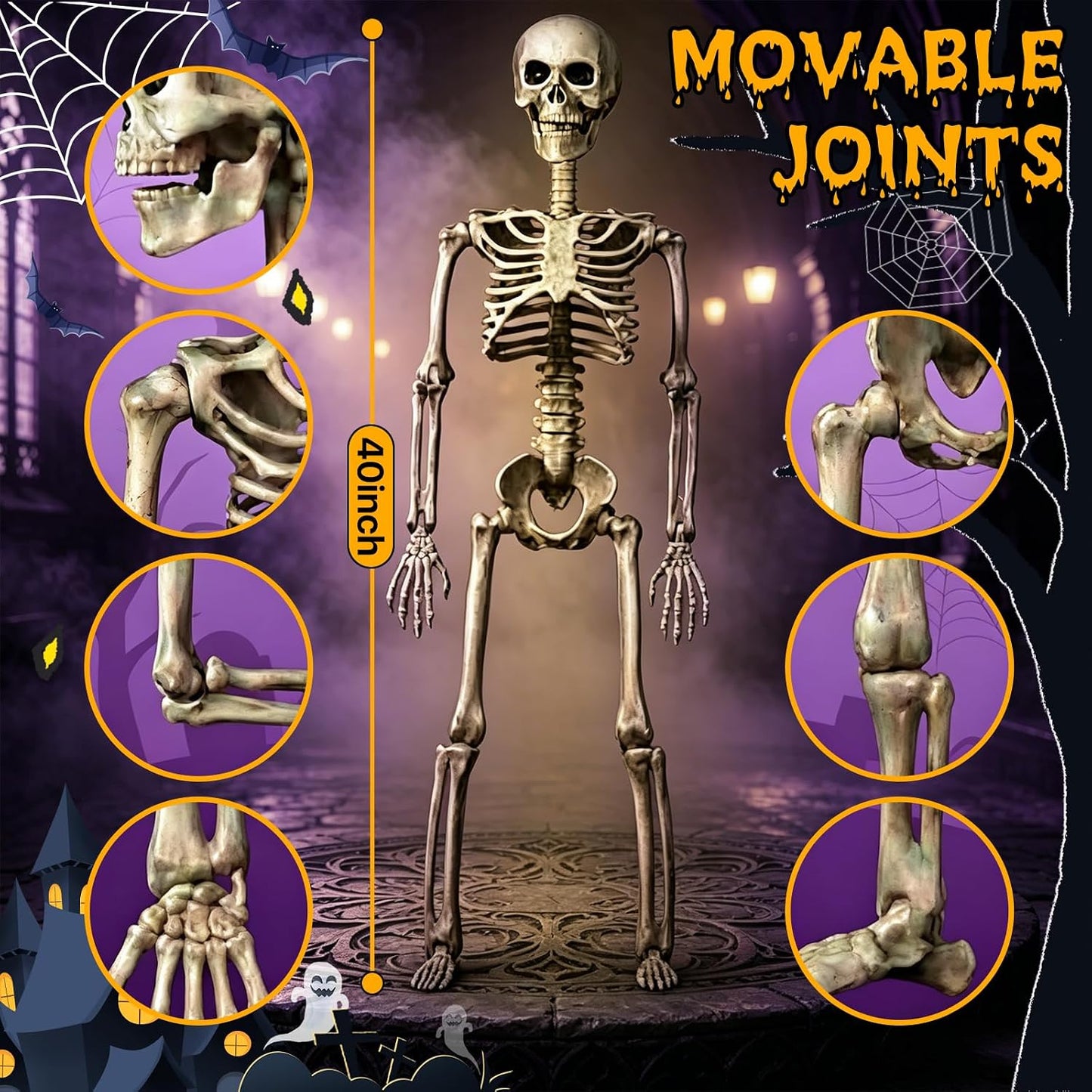 2 Esqueletos Halloween 40pulg Articulado Decoración