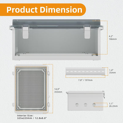 Caja eléctrica plástica Nema 4 impermeable 14x10x6