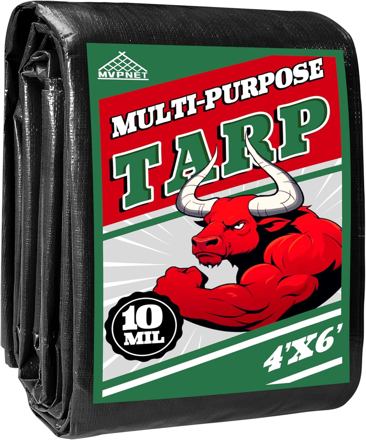 Lona 4x6ft impermeable 10mil UV resistente con ojales verde/negro