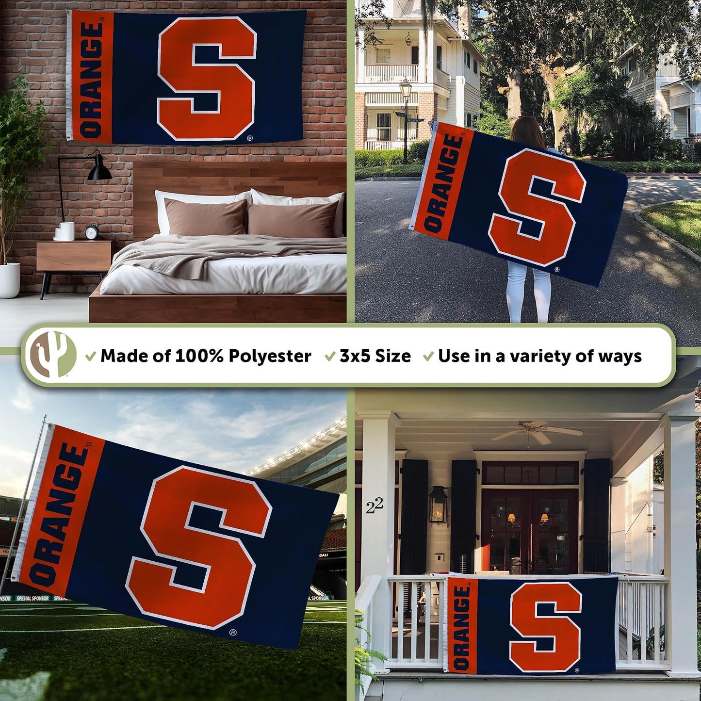 Bandera Syracuse Orange 3x5pies 100% poliéster