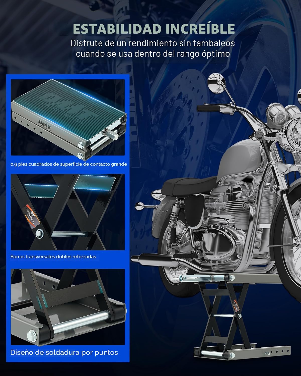 Elevador gato motocicleta 1100lb mango T 3/8pulg cepillo
