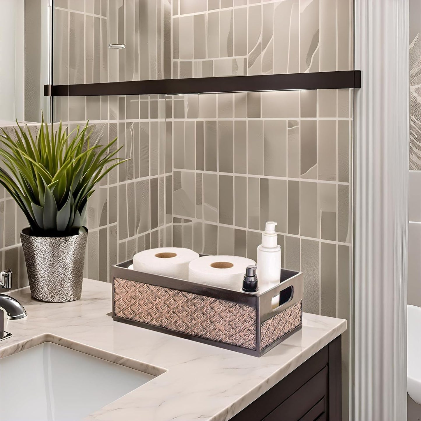 Cesta almacenamiento papel higiénico marrón decorativa baño